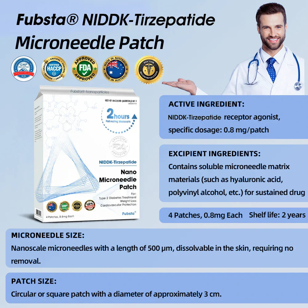 【Fubsta® Official Store】 NIDDK-Tirzepatide Nano Microneedle Patch （Zero Pain, 24/7 Release | Lose 20lbs FAST | 90% Sugar Drop | ）